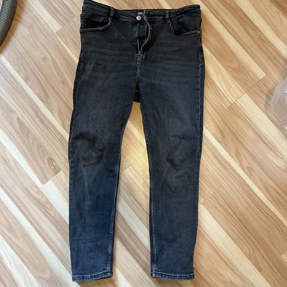 ZARA Black label high waist stretch jean sz 12 - Picture 3 of 5